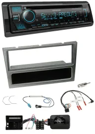 Автомагнитола для Opel Corsa C (2004–2006) Kenwood Bluetooth USB CD DAB, алюминий, поддержка кнопок на руле