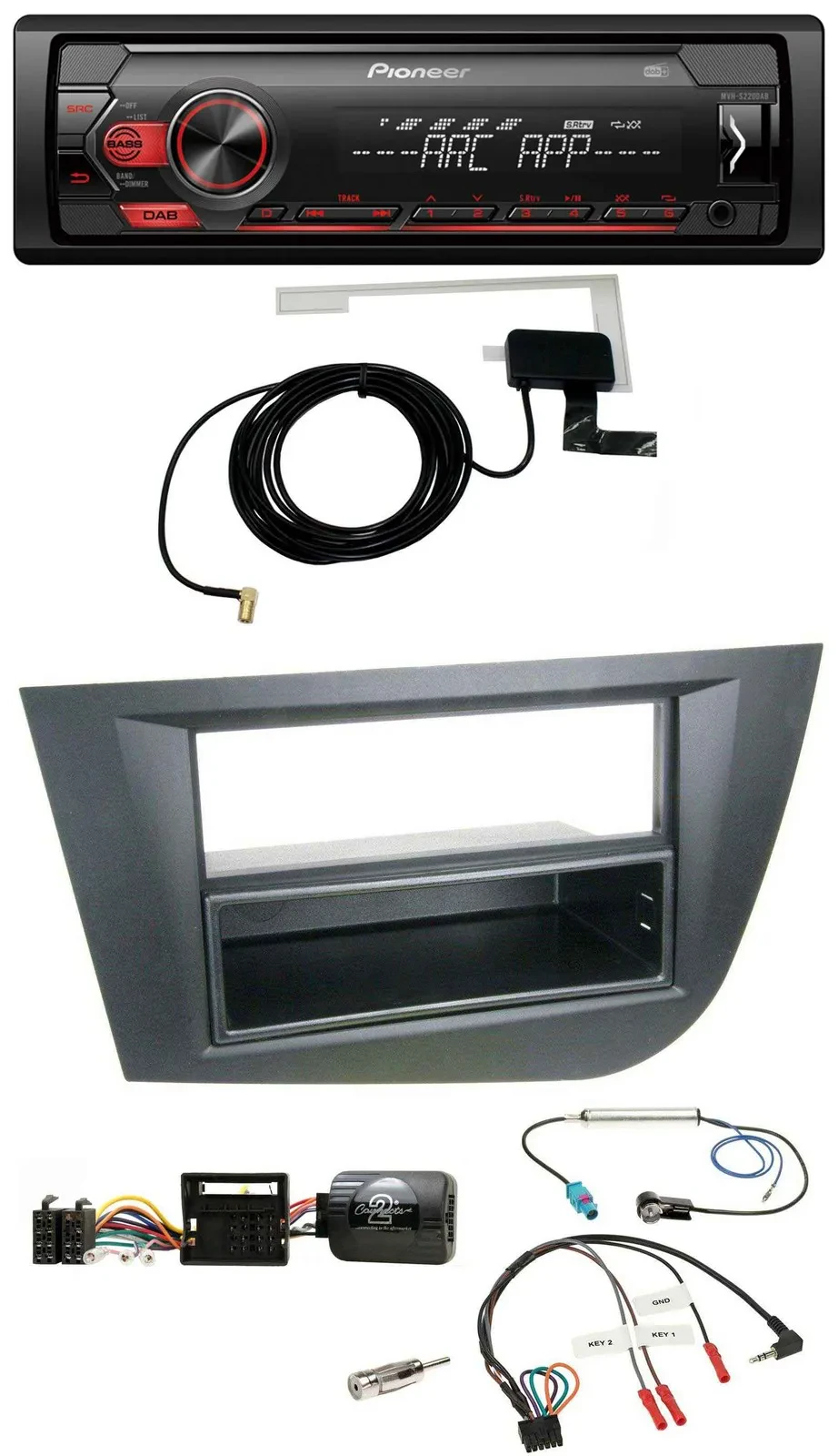 Автомагнитола для Seat Leon 2005–2010 Pioneer 1-DIN USB DAB MP3 черная