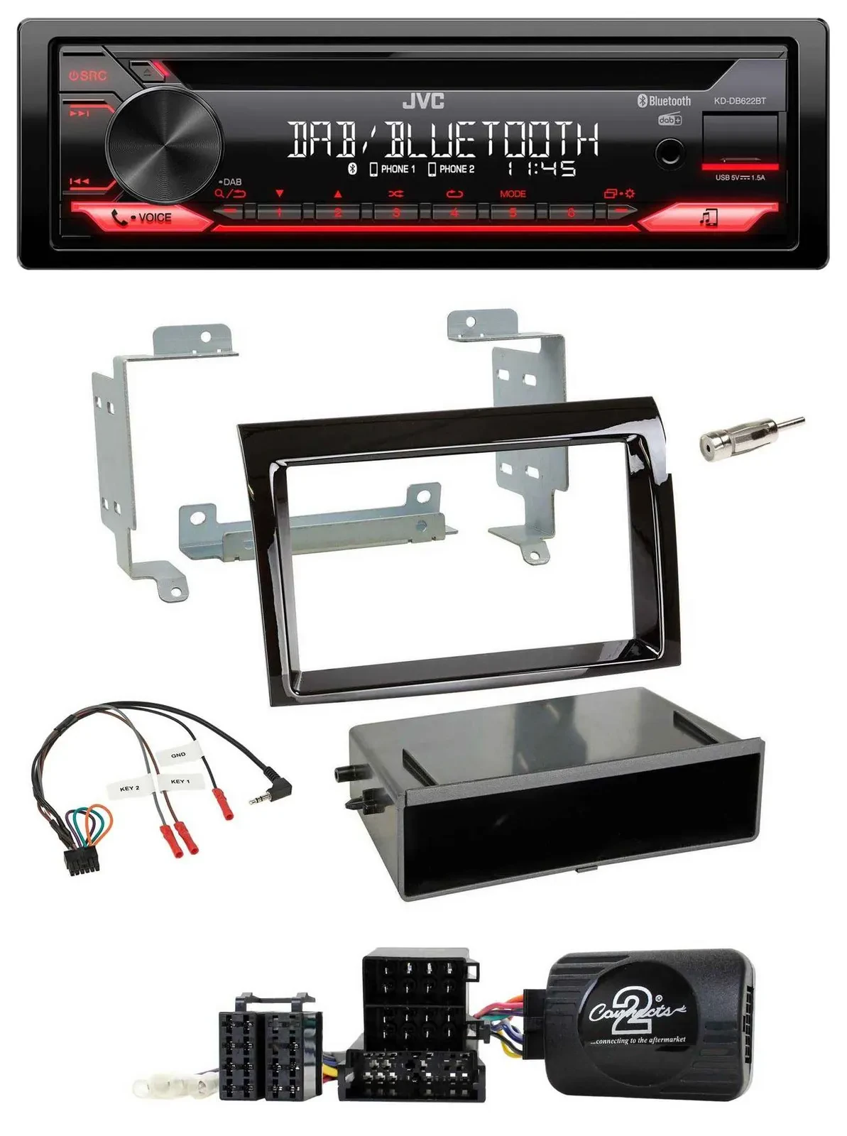 JVC CD DAB USB Bluetooth Lenkrad Autoradio für Fiat Ducato 2006-2008 piano