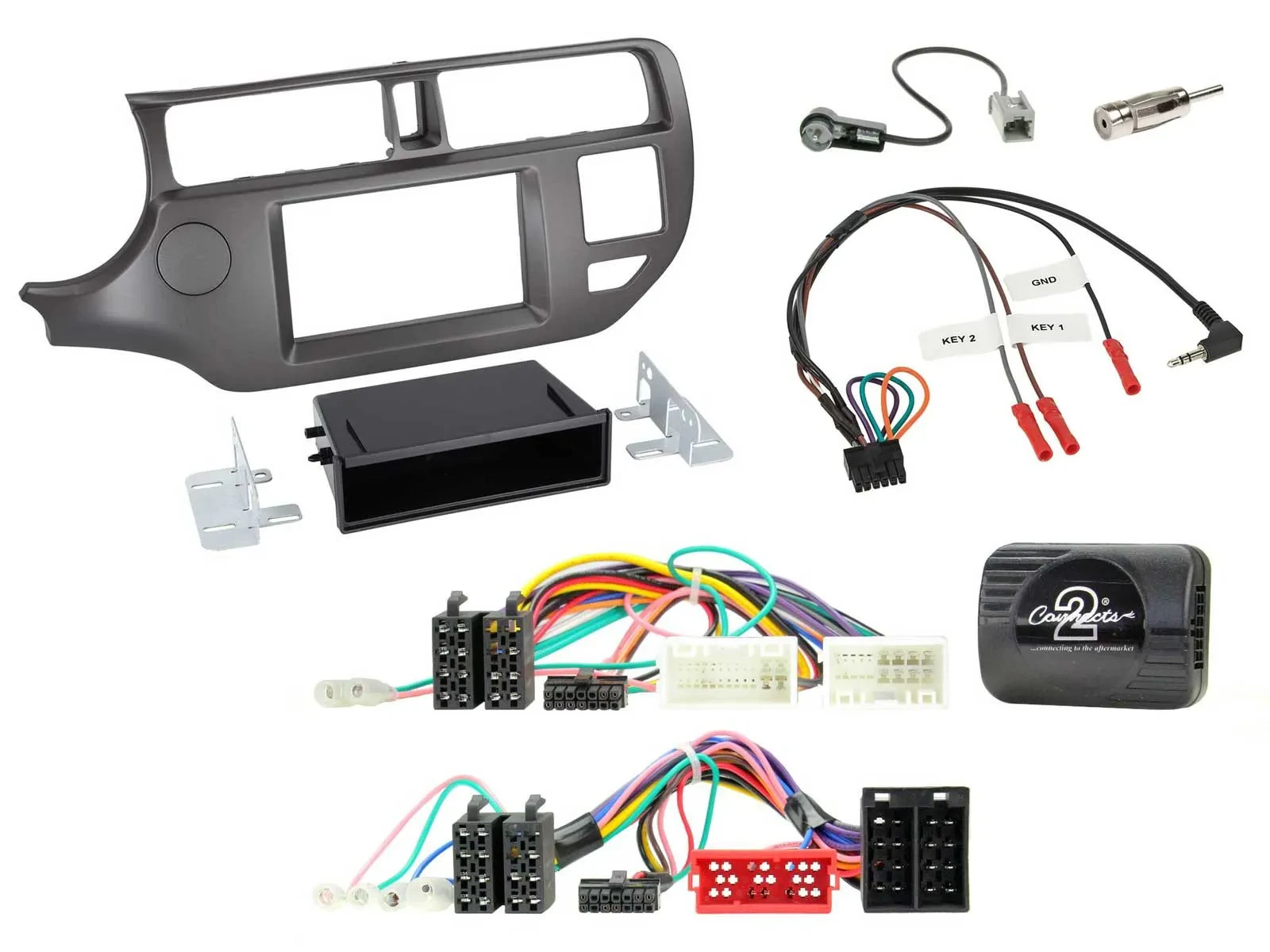 Radioset Lenkradadapter DIN Autoradio für Kia Rio UB 2011-2015 anthrazit