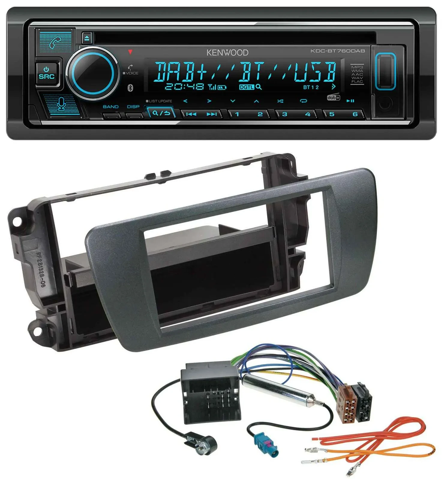 Kenwood MP3 Bluetooth DAB USB CD Autoradio für Seat Ibiza ab 08 azabacheschwarz