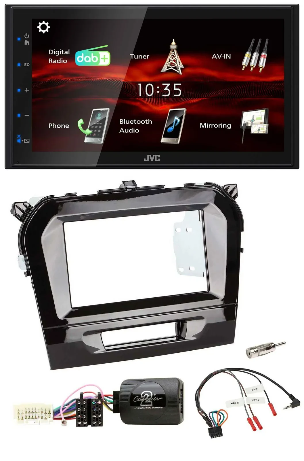 JVC USB Bluetooth Lenkrad DAB 2DIN Autoradio für Suzuki Vitara ab 2015