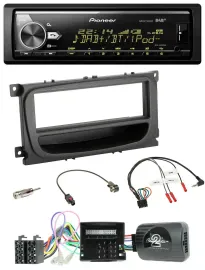 Автомагнитола Pioneer Bluetooth, USB, DAB для Ford C-Max/Focus/Galaxy (2007–2010), поддержка кнопок на руле, CAN-bus