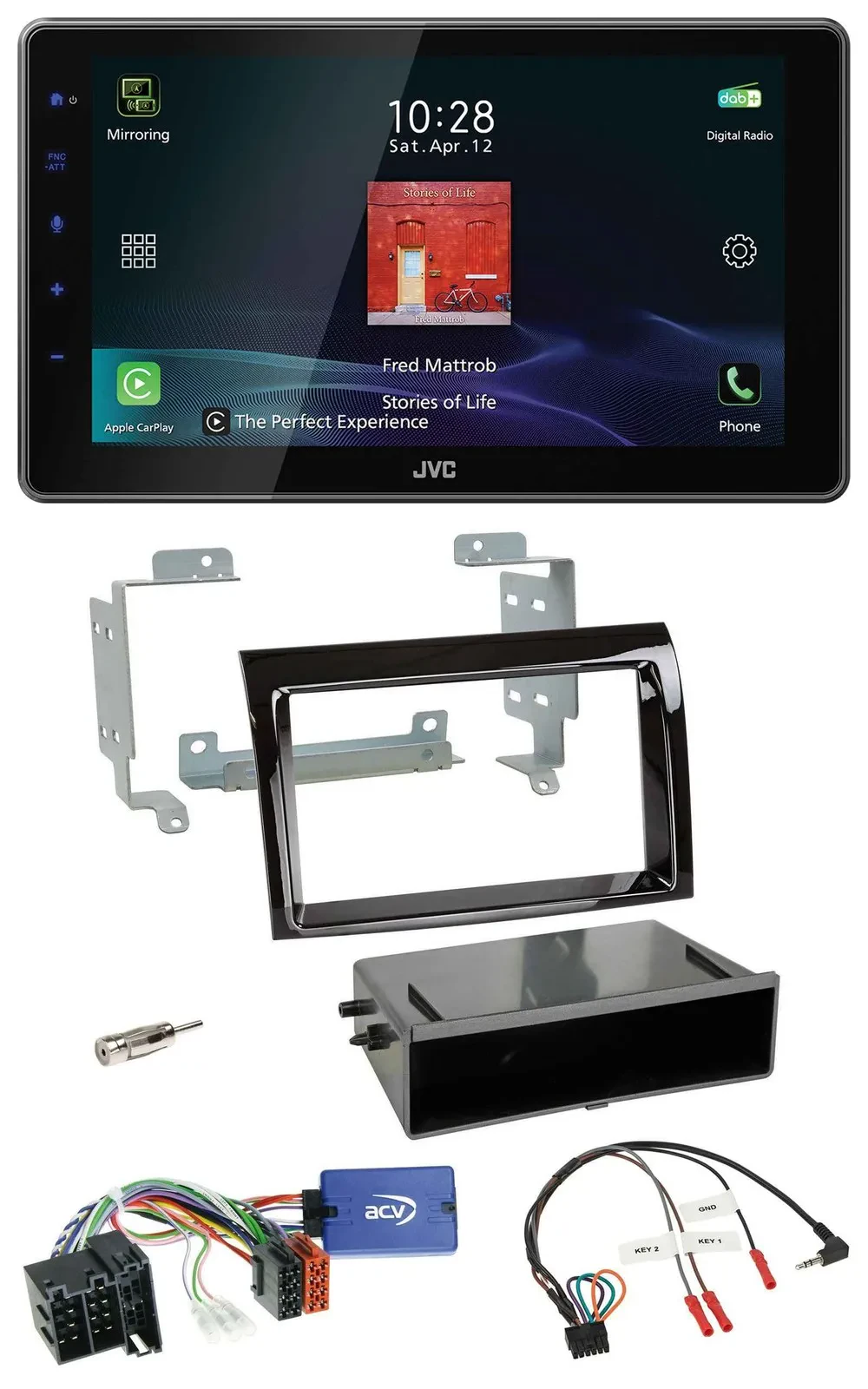 JVC DAB Lenkrad Bluetooth USB Autoradio für Fiat Ducato 2008-11 Profi piano