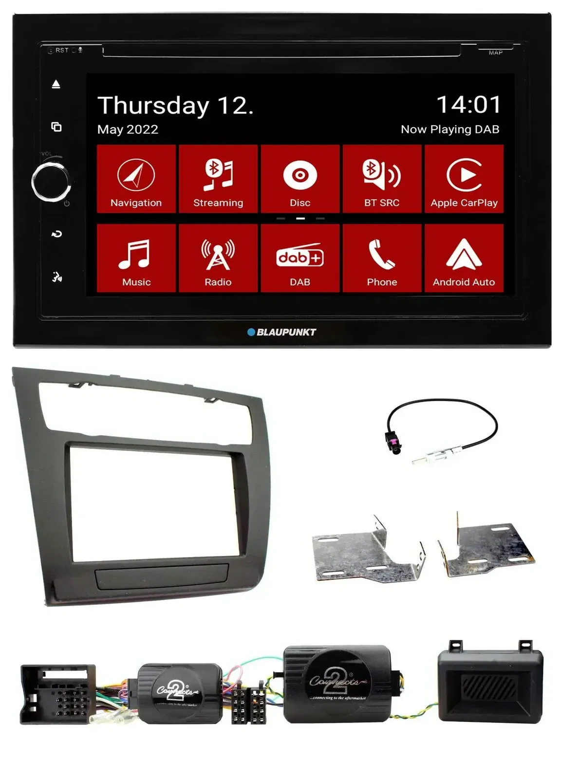 Blaupunkt 2DIN Lenkrad Bluetooth USB TMC DAB Navigation für BMW 1er PDC aut. Kli