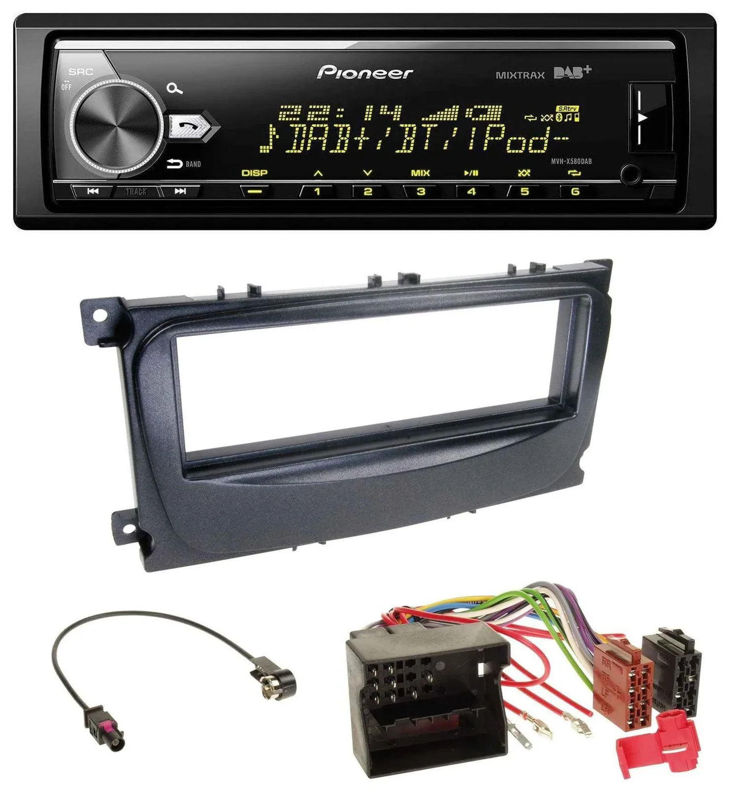 Автомагнитола Pioneer Bluetooth USB DAB MP3 для Ford Mondeo/S-Max (2007–2014) черный