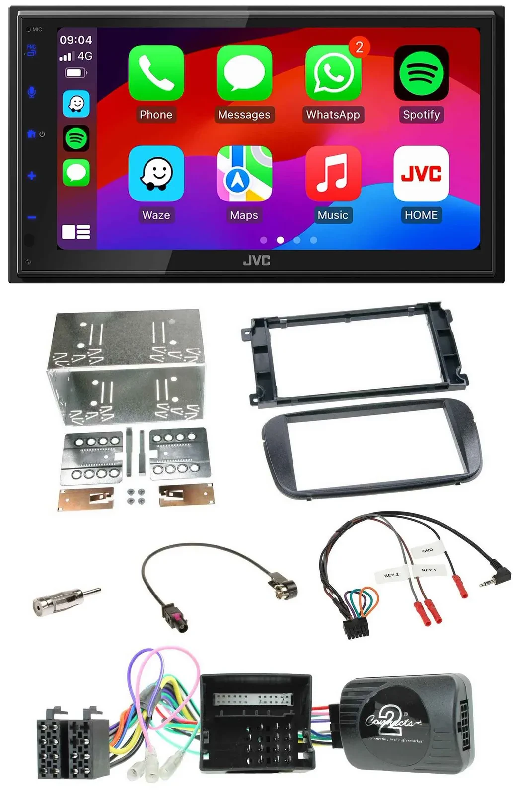 JVC Bluetooth USB Lenkrad 2DIN DAB Autoradio für Ford S-Max Mondeo Profi schwarz