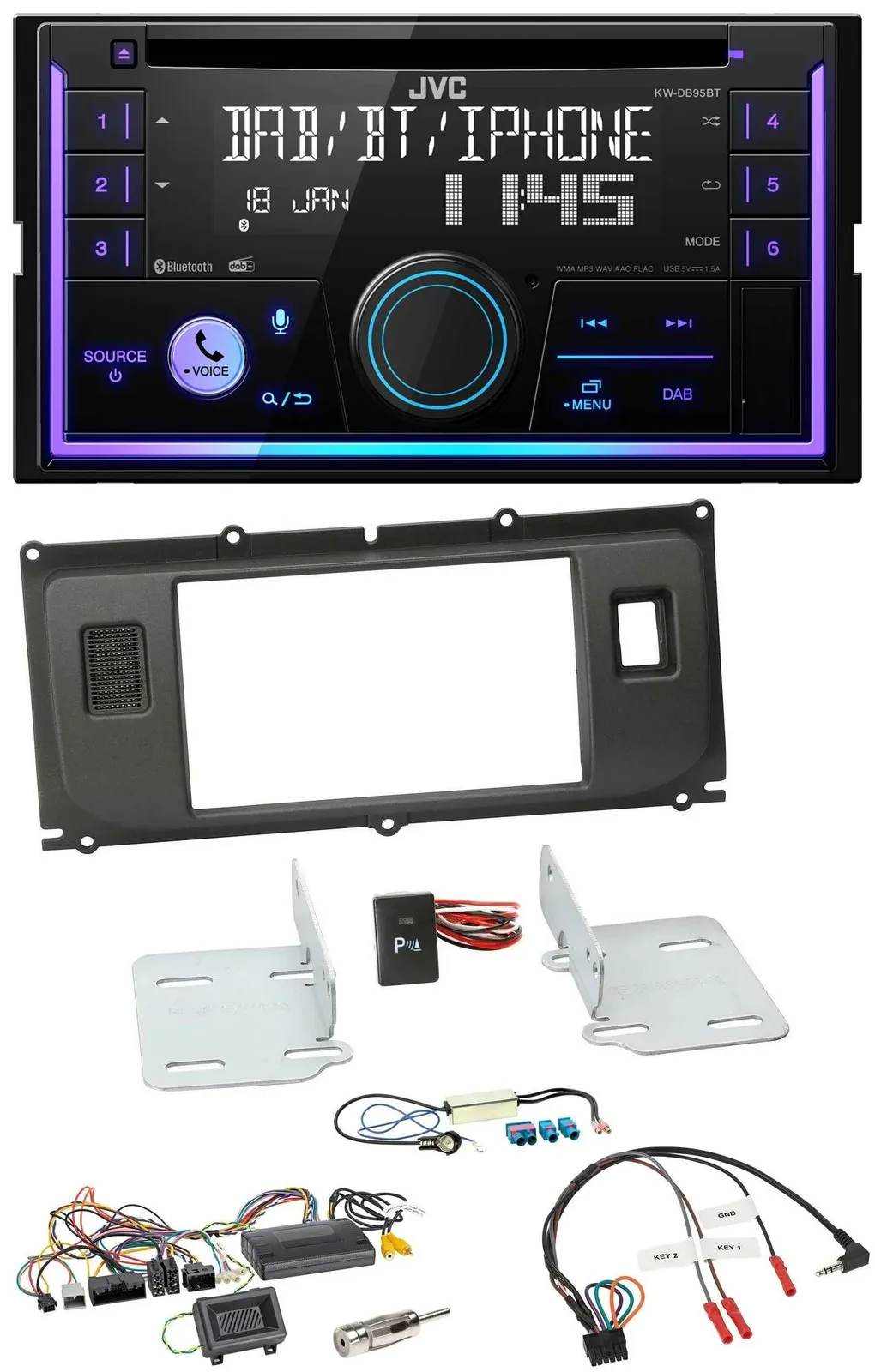JVC Lenkrad USB 2DIN DAB Bluetooth CD Autoradio für Land Rover Evoque 2011-2013