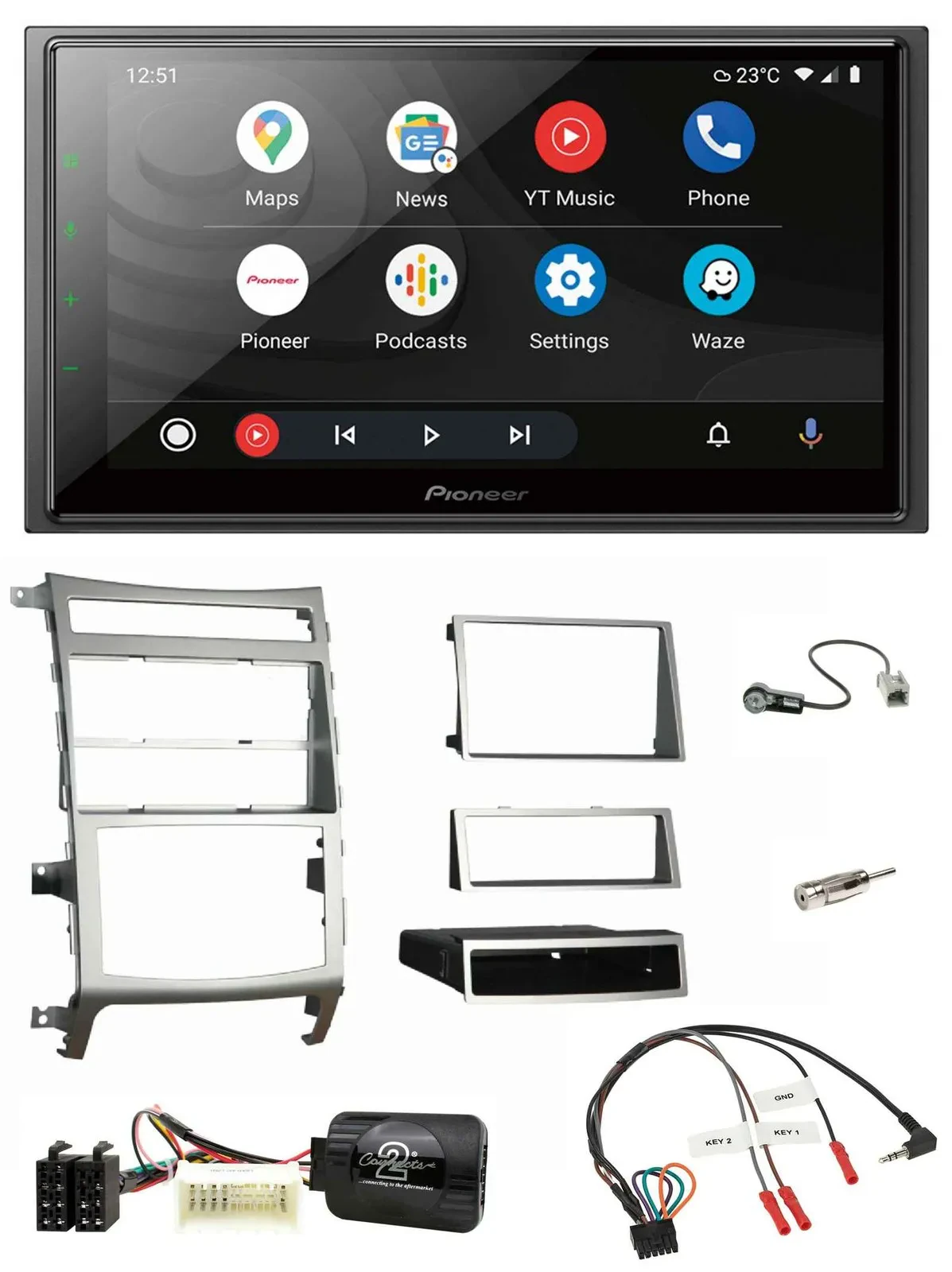 Pioneer USB 2DIN DAB Lenkrad Bluetooth Autoradio für Hyundai IX55 2009-2012 silb