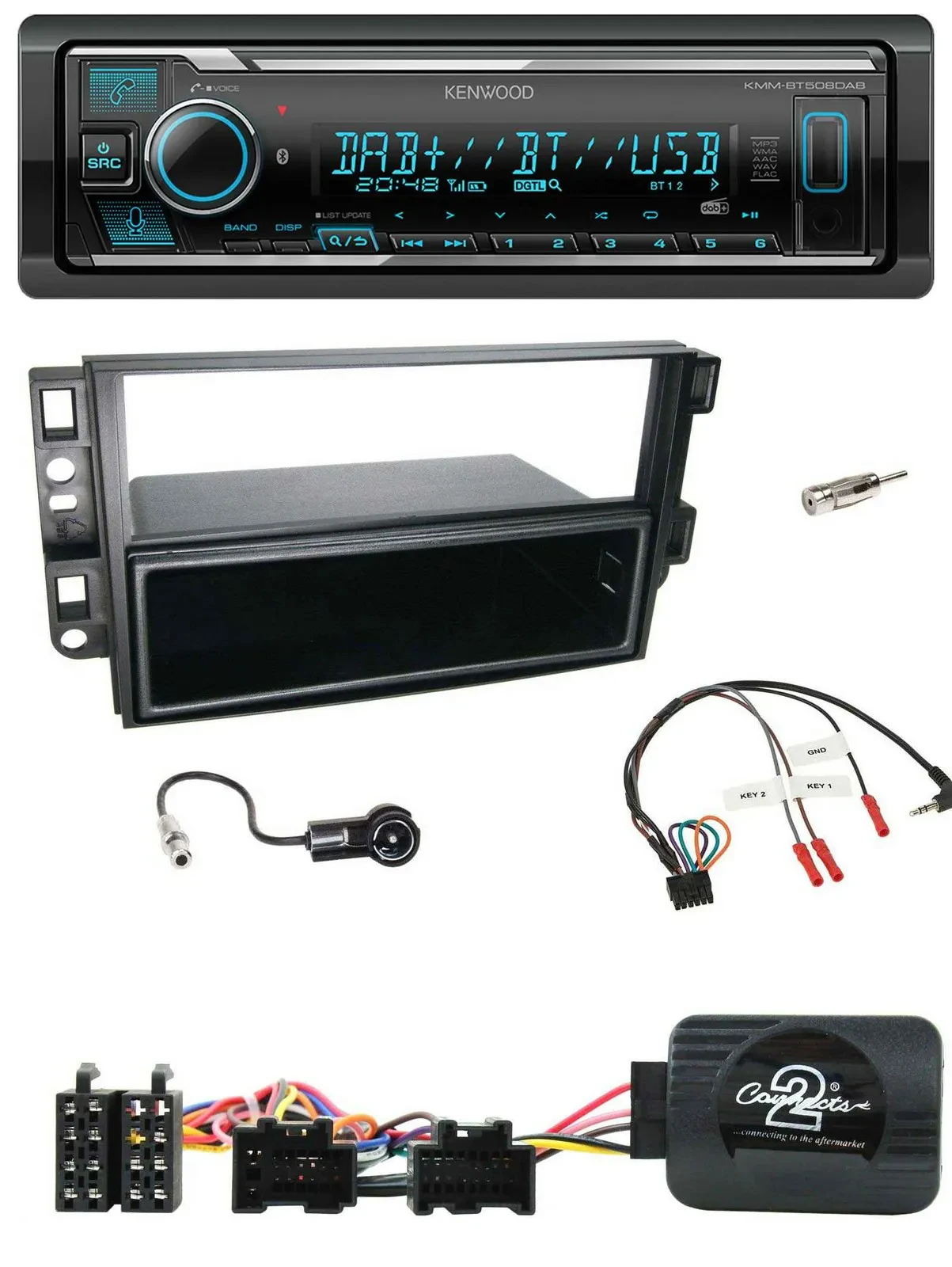 Kenwood Bluetooth Lenkrad DAB USB Autoradio für Chevrolet Aveo Captiva 2006-2011