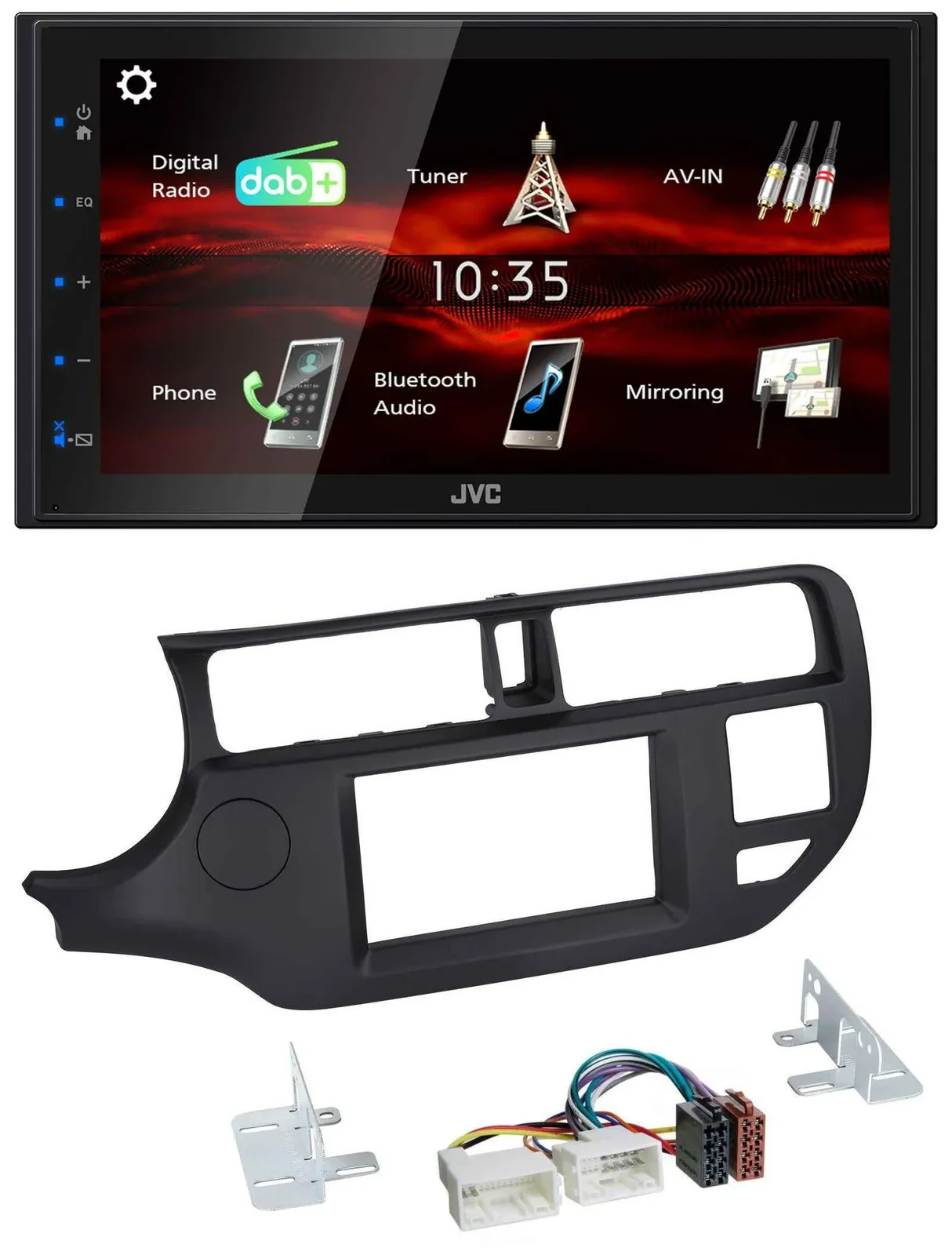 JVC USB Bluetooth MP3 DAB 2DIN Autoradio für Kia Rio 11-14 UB schwarz