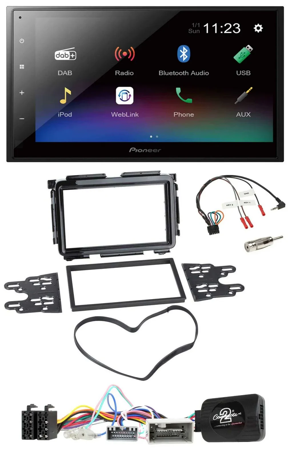 Автомагнитола для Honda HR-V (с 2015) Pioneer 2 DIN, USB, Bluetooth, DAB, совместимая с управлением на руле