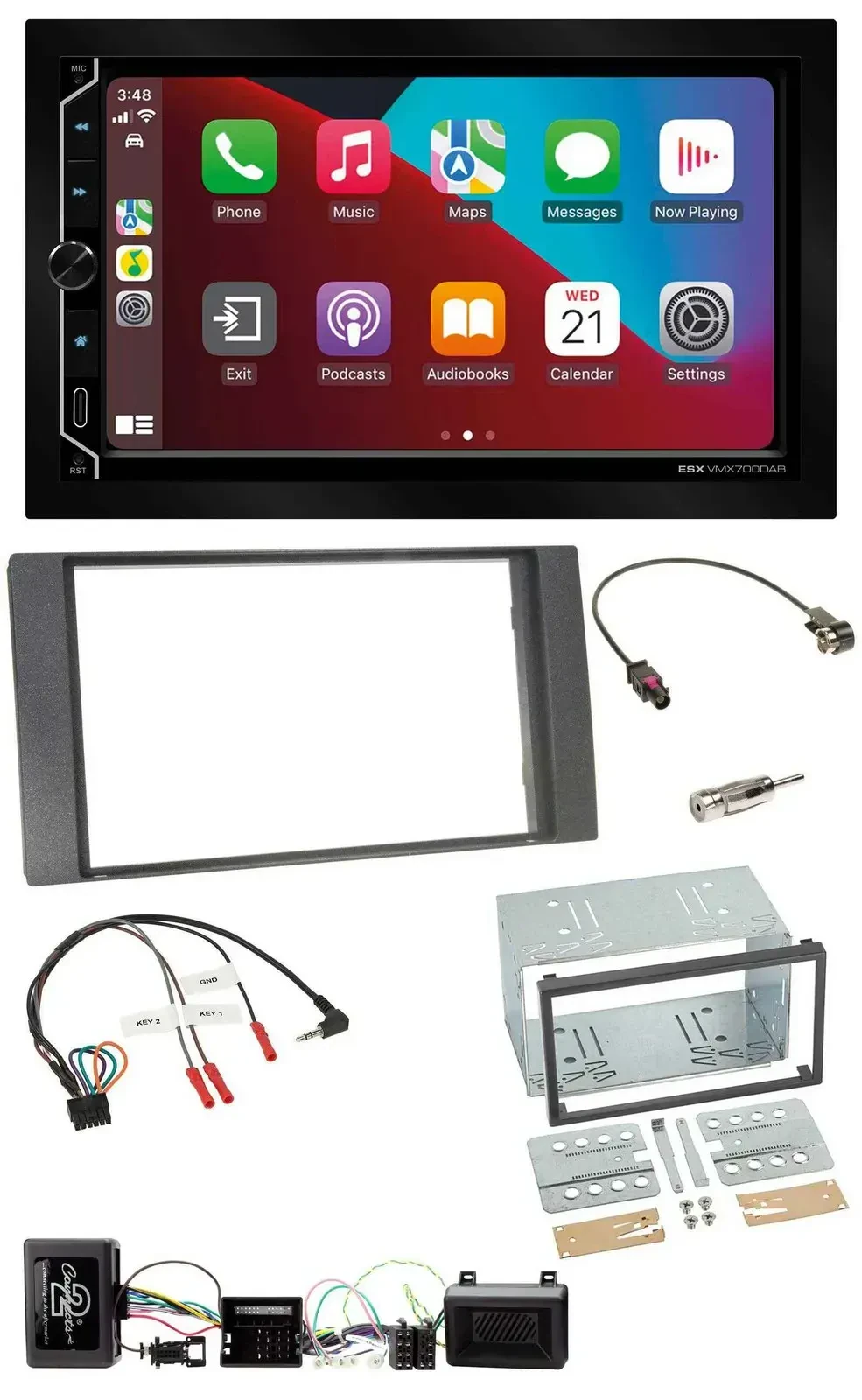ESX 2DIN DAB USB Lenkrad Bluetooth Autoradio für Ford Kuga 08-12 anthrazit