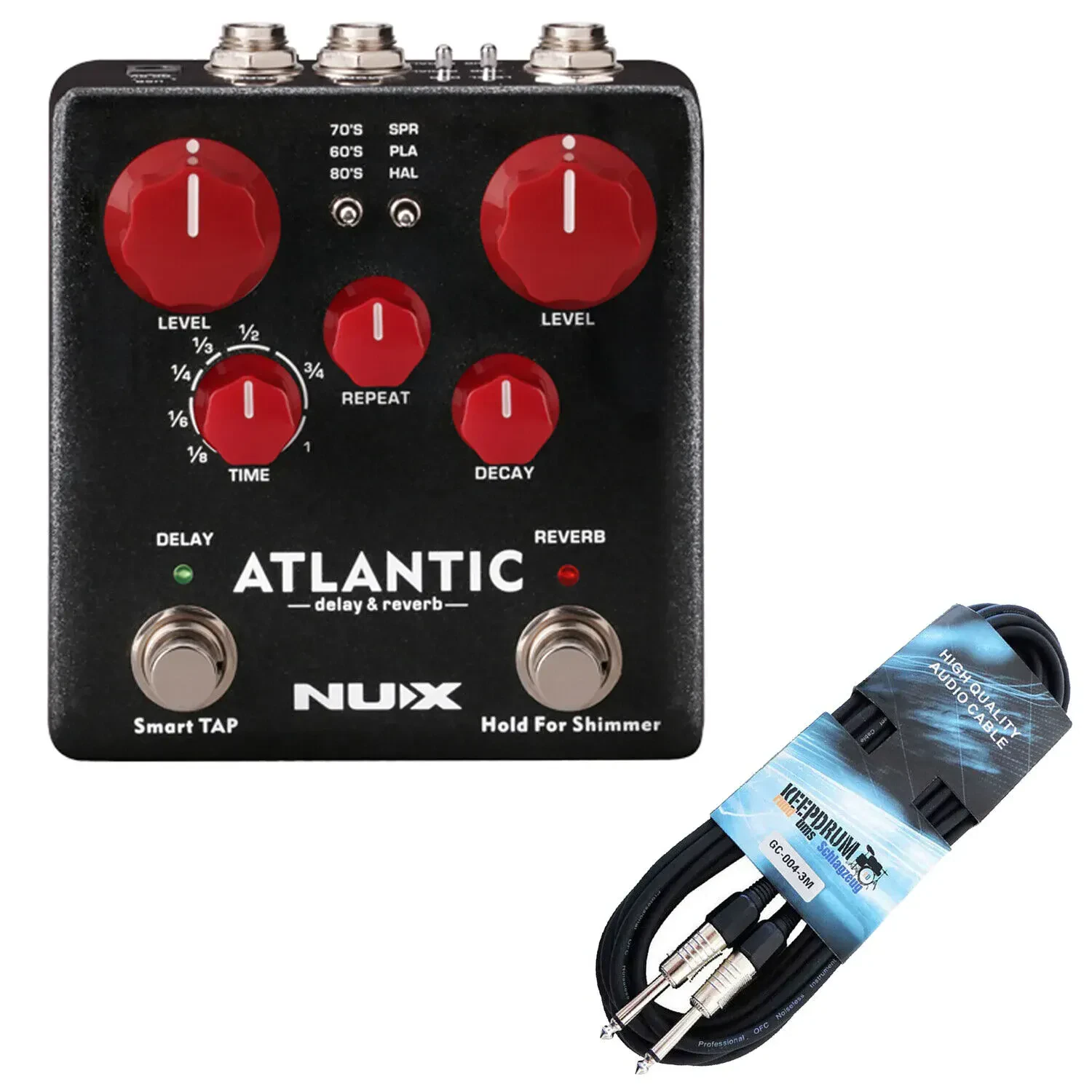 Педаль эффектов для электрогитары Nux NDR-5 Atlantic Delay Reverb с кабелем