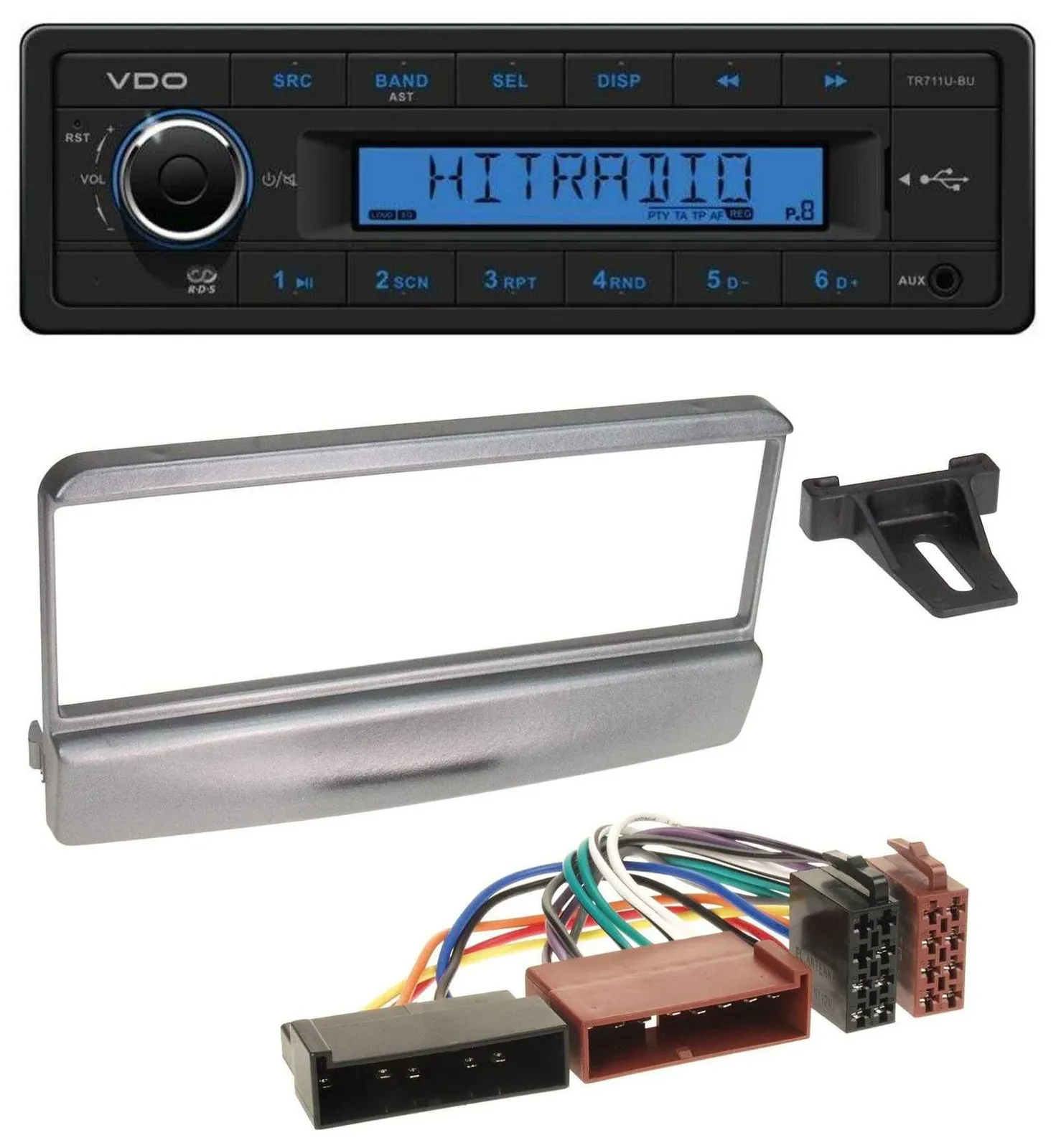 VDO AUX 1DIN MP3 USB Autoradio für Ford Cougar Fiesta Escort Focus 95-04 silber
