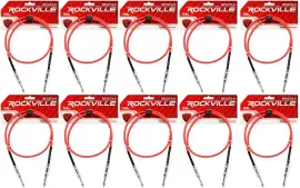 Инструментальный кабель Rockville RCGT3.0R Red 0.9 м (10 штук)