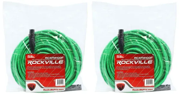 Микрофонный кабель Rockville RCXFM100P-G Green 30.5 м (2 штуки)