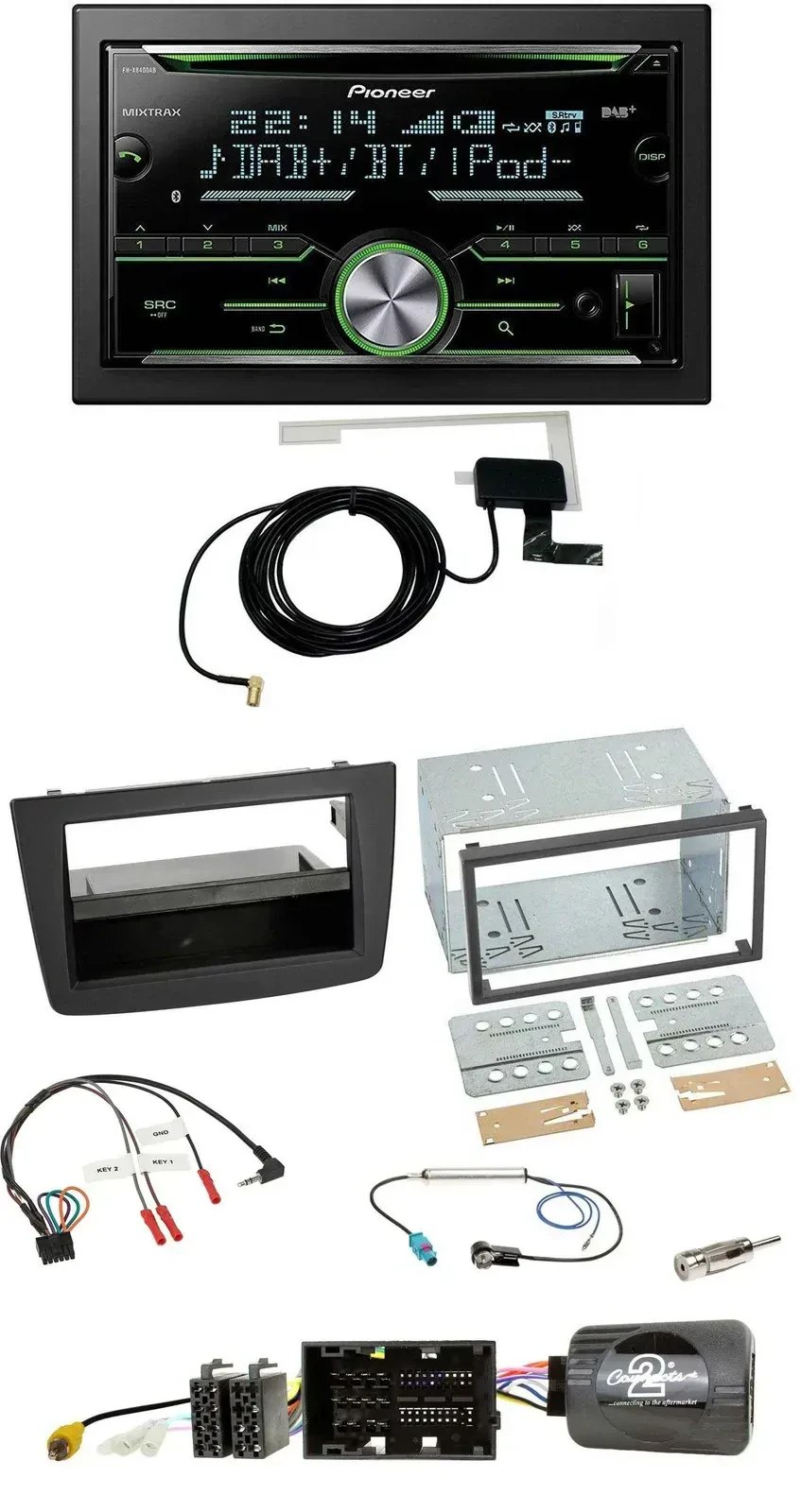 Автомагнитола Pioneer 2DIN, CD/USB, Bluetooth, DAB, для Alfa Romeo Mito (2014–2018), черная