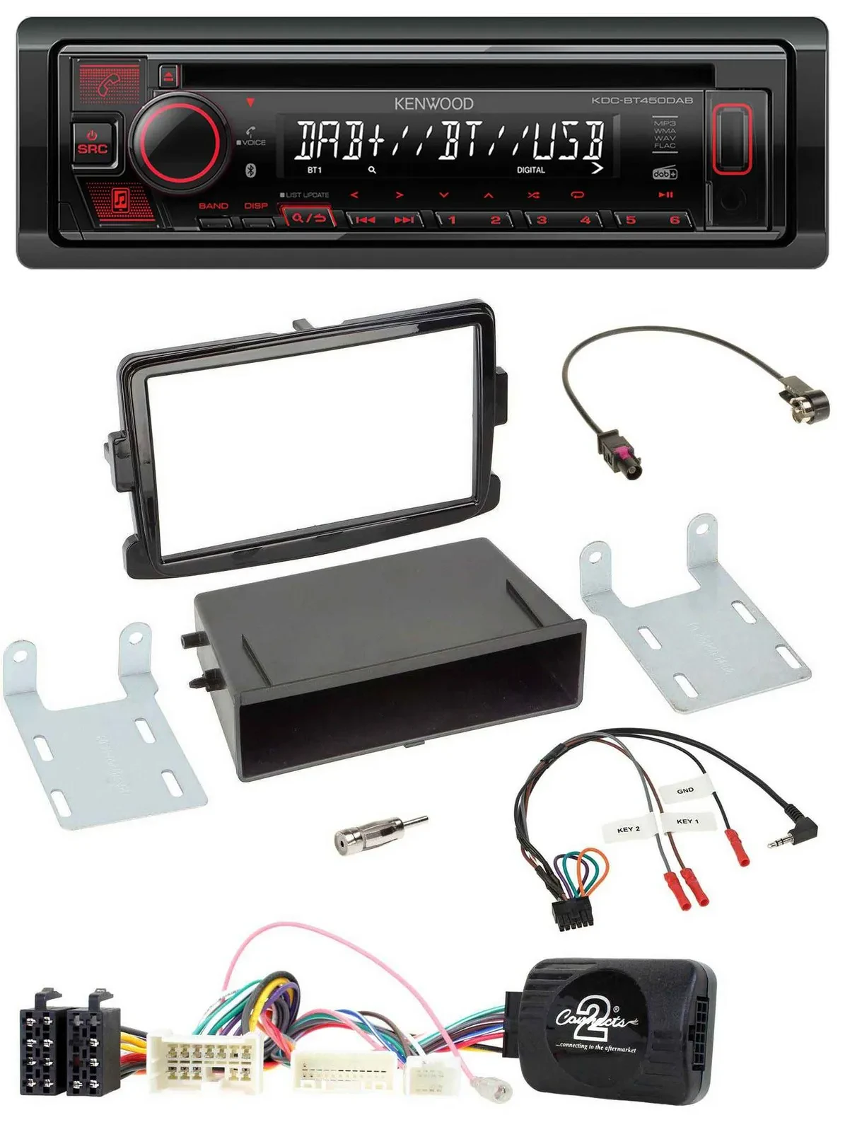 Kenwood Lenkrad CD USB Bluetooth DAB Autoradio für Dacia Duster Dokker Logan ab