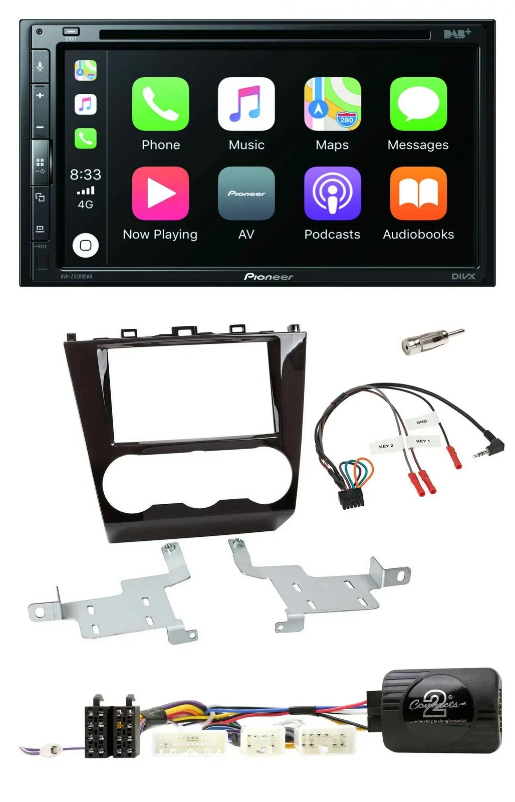 Pioneer DVD 2DIN Lenkrad DAB Bluetooth USB Autoradio für Subaru Forester ab 2015