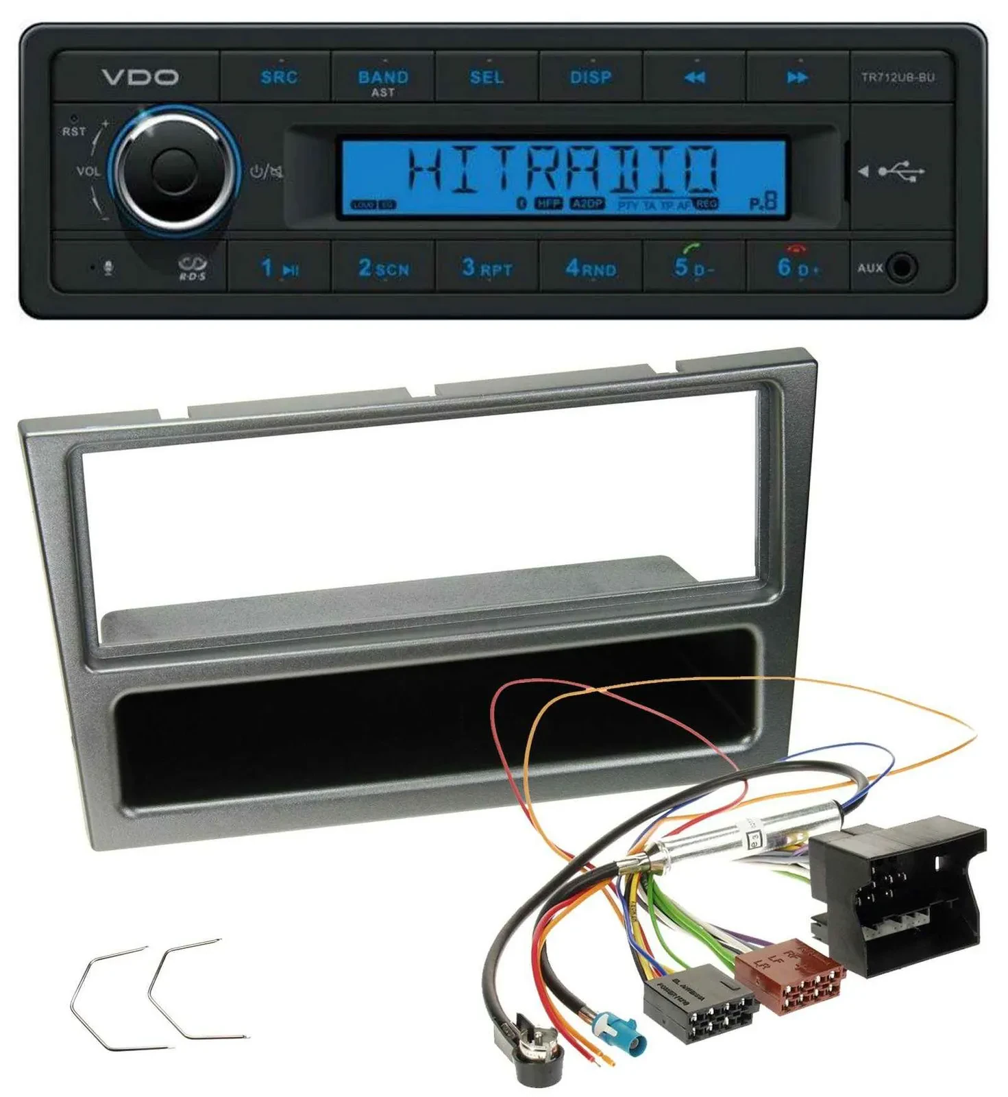 VDO Bluetooth AUX USB MP3 Autoradio für Opel Corsa C Quadlock 2004-2006 aluminiu