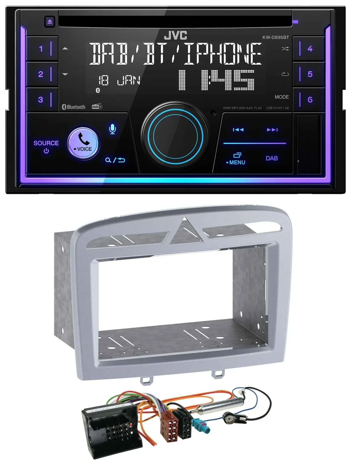 JVC MP3 USB 2DIN DAB Bluetooth CD Autoradio für Peugeot 308 09-13 warmsilber