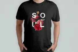 Футболка Popmerch MBM115 "Soul Flowers" черная, мужская, размер M