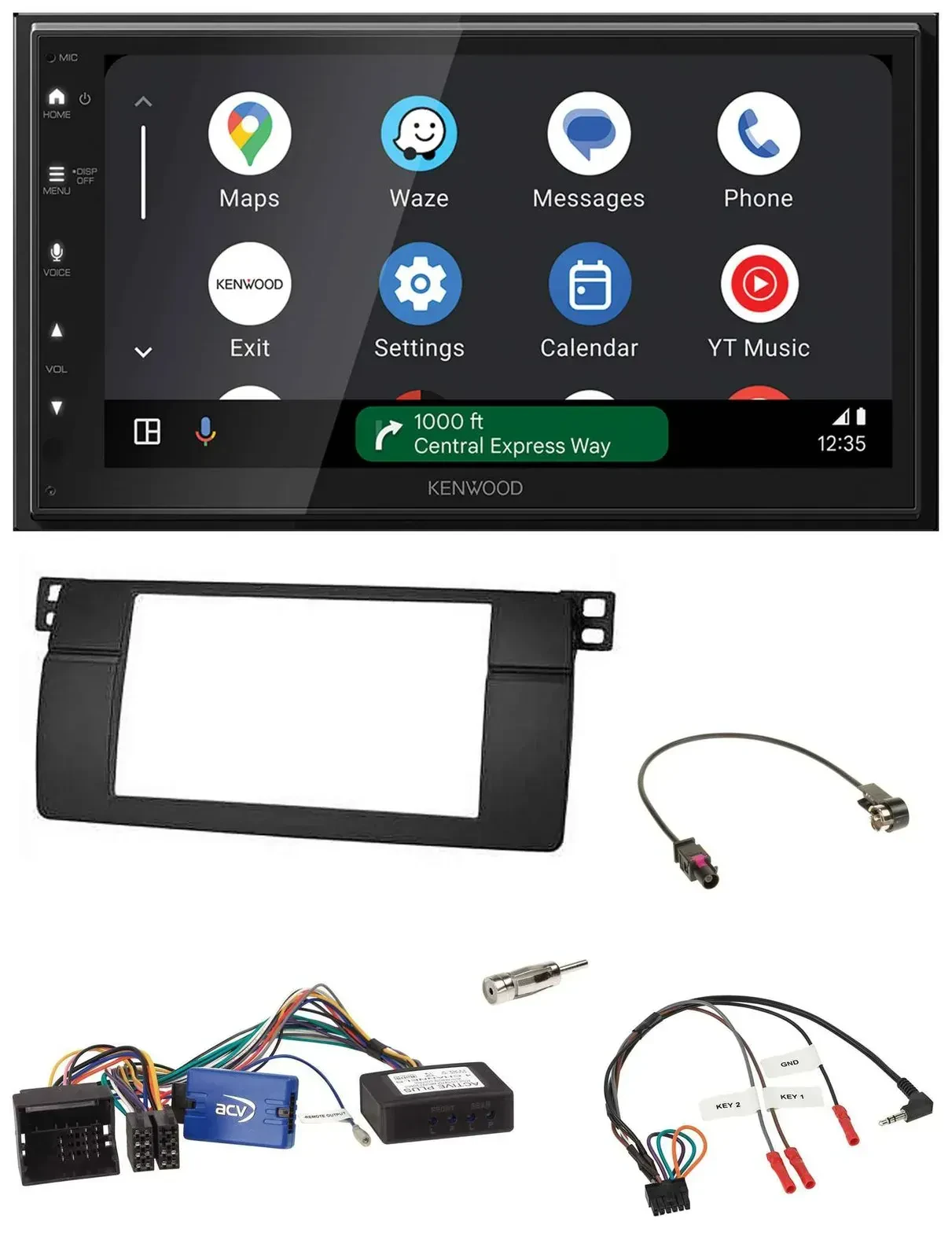 Автомагнитола Kenwood 2DIN, DAB, Bluetooth, USB, с поддержкой кнопок на руле для BMW 3 Series E46 (2002–2006)
