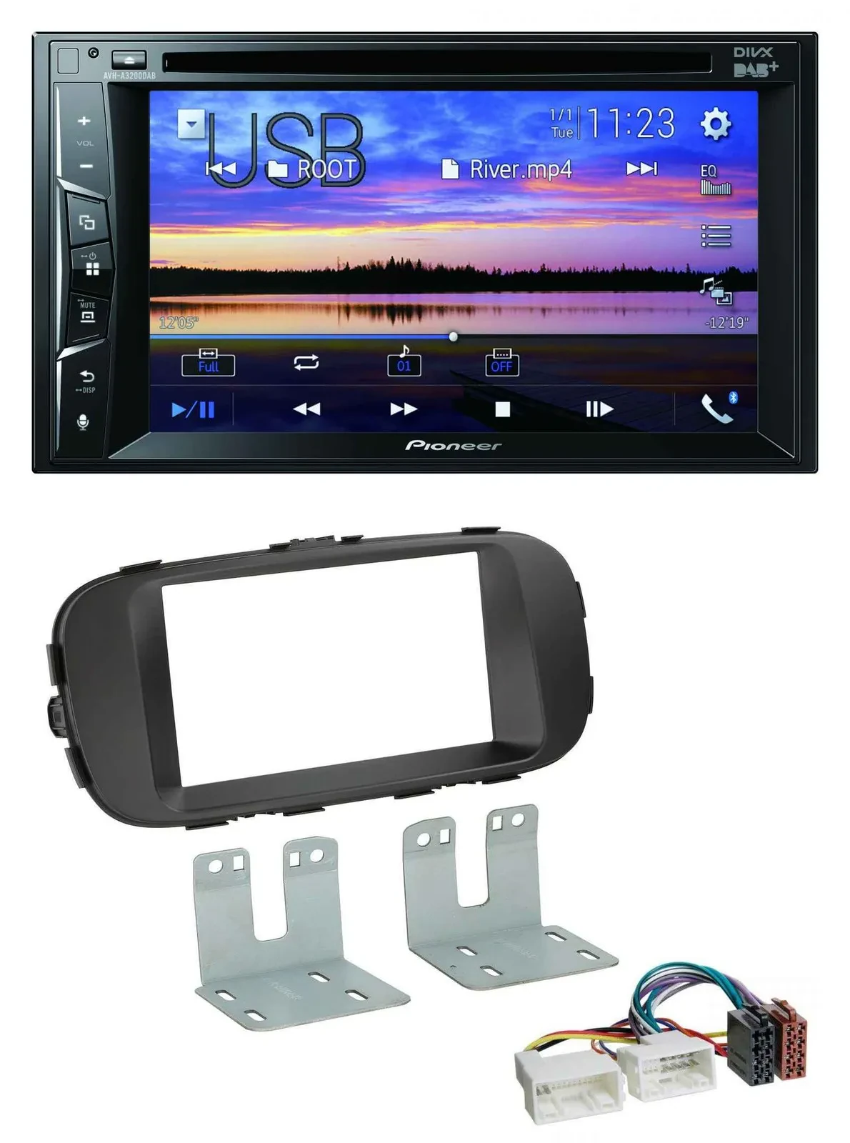 Автомагнитола для Kia Soul (с 2014) Pioneer 2DIN, Bluetooth, USB, DVD, DAB, MP3, черный