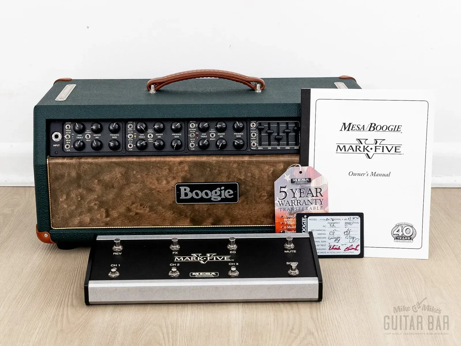 2013 Mesa Boogie Mark V Custom Tube Amp Head Emerald Green w/ Ftsw