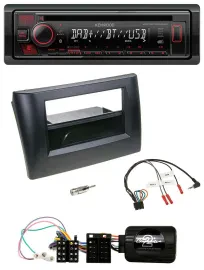 Автомагнитола Kenwood CD, USB, Bluetooth, DAB для Fiat Stilo (2001–2007), черная