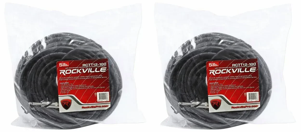Спикерный кабель Rockville RCTT12100 Black 30.5 м (2 штуки)