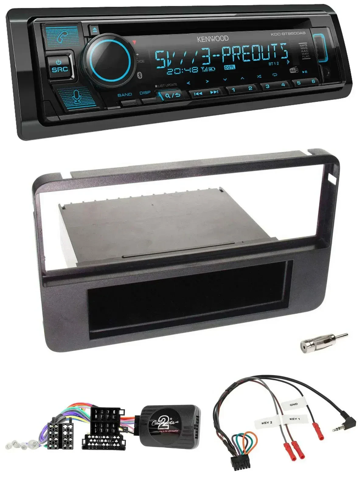 Автомагнитола Kenwood Bluetooth, USB, CD, DAB, совместимая с кнопками на руле, для Alfa 159/Brera/Spider