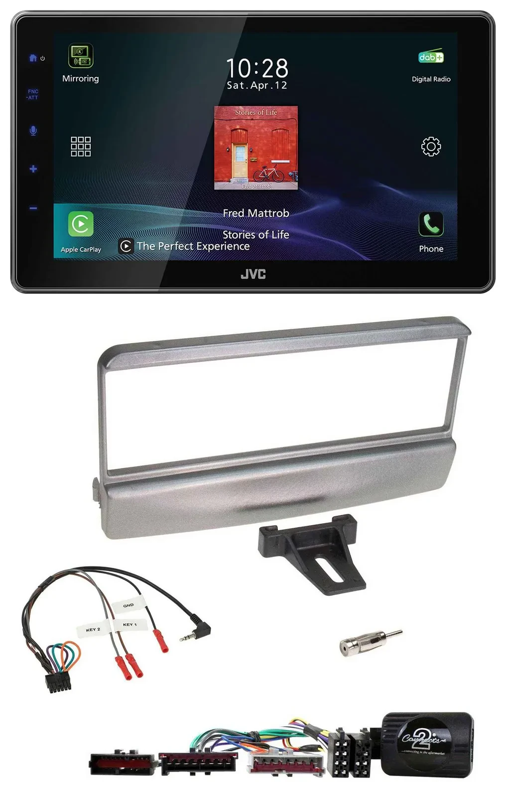 Автомагнитола для Ford Mondeo 2000–2002 JVC DAB, Bluetooth, USB, серебристая