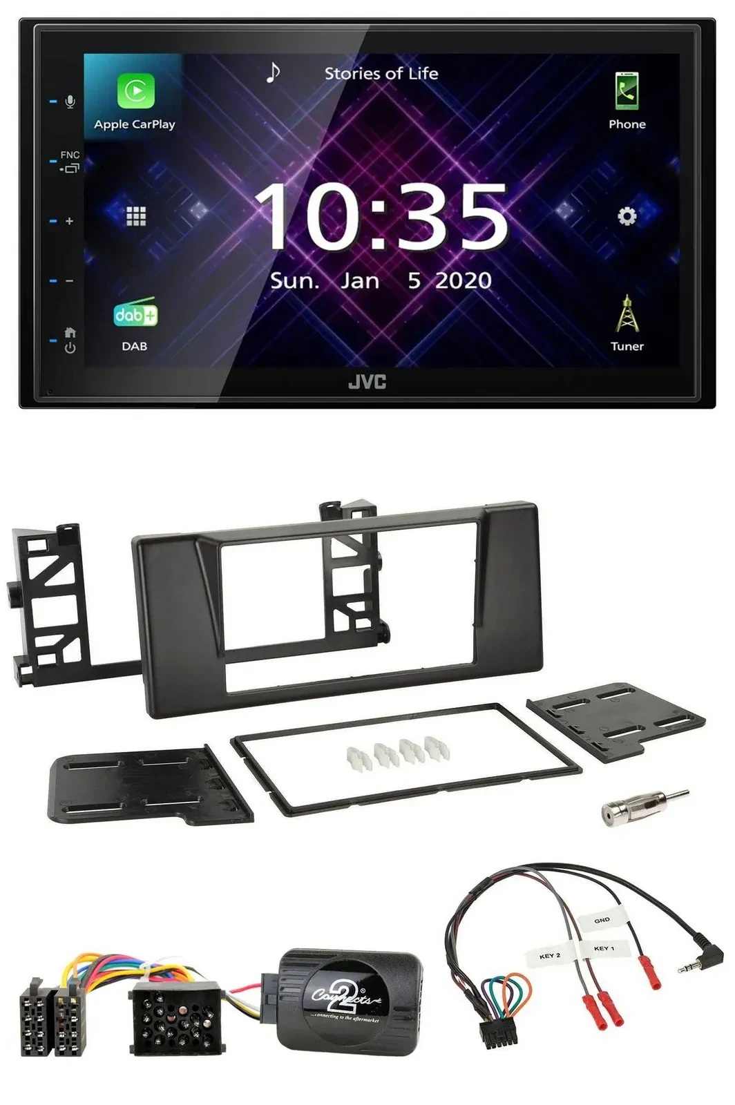 JVC DAB 2DIN Lenkrad Bluetooth USB Autoradio für BMW 5er E39 1997-2001