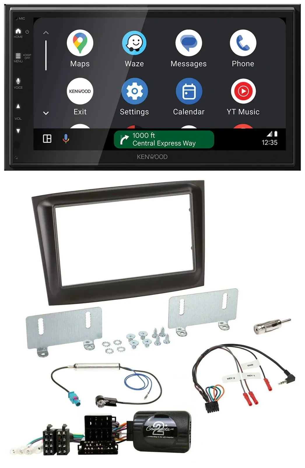 Kenwood DAB Bluetooth USB Lenkrad 2DIN Autoradio für Fiat Doblo ISO Can-Bus ab 1