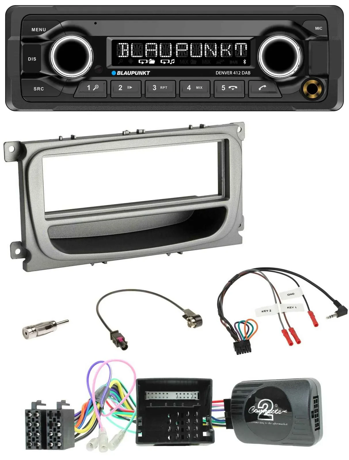 Автомагнитола Blaupunkt для Ford Focus/Galaxy/C-Max, Bluetooth, DAB, USB, поддержка управления с руля (CAN)