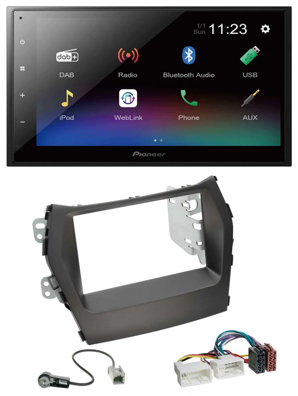 Автомагнитола для Hyundai Santa Fe (с 2012) Pioneer 2-DIN, USB, Bluetooth, DAB, MP3, без навигации