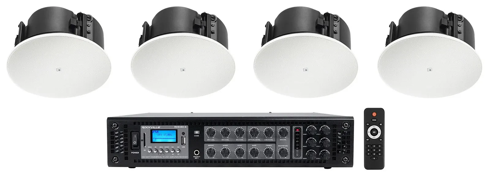 Пассивная акустическая система для инсталляций JBL Control 424LP + RCS180-6 4", низкий профиль, 70V, встраиваемая в потолок (набор, пара)