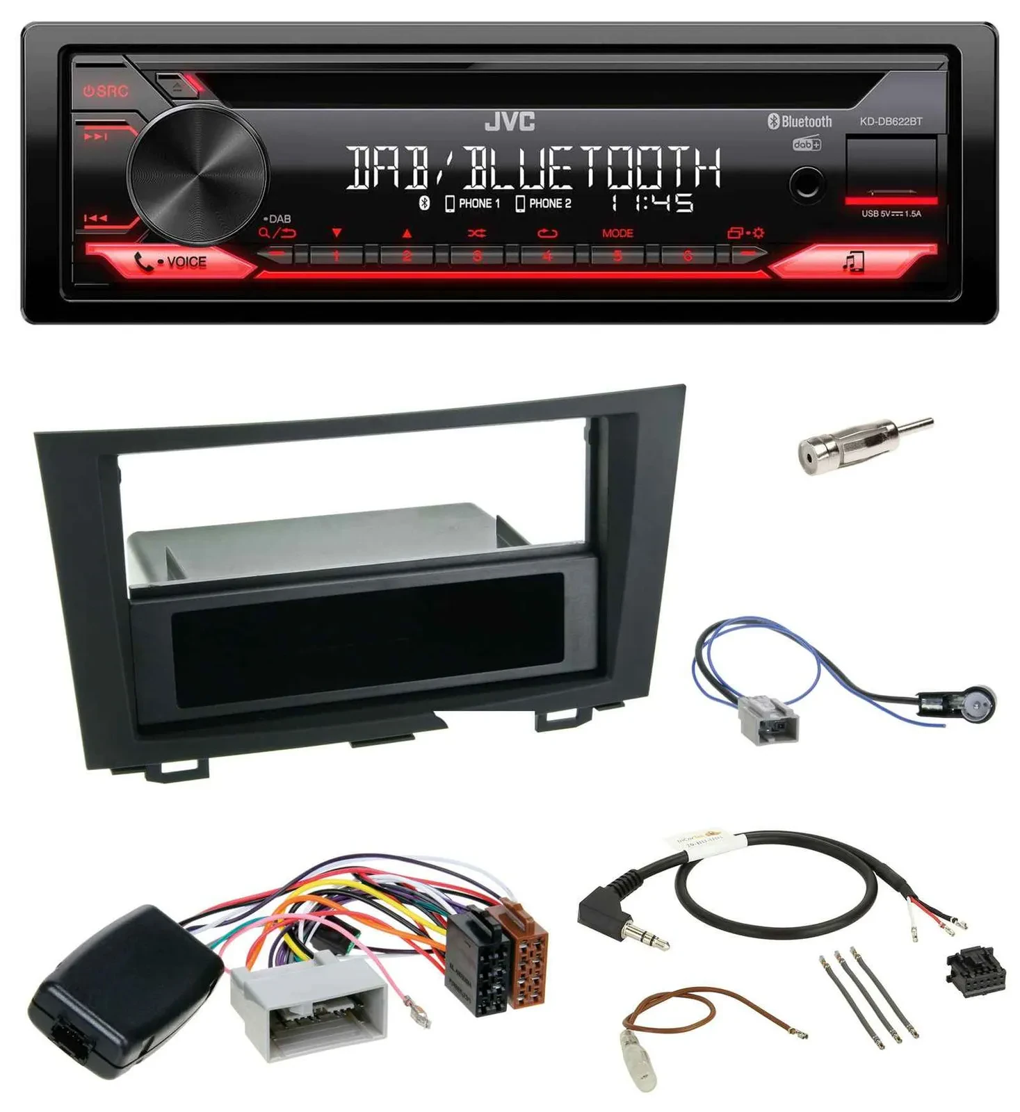 JVC CD DAB USB Bluetooth Lenkrad Autoradio für Honda CRV (2006-2012)