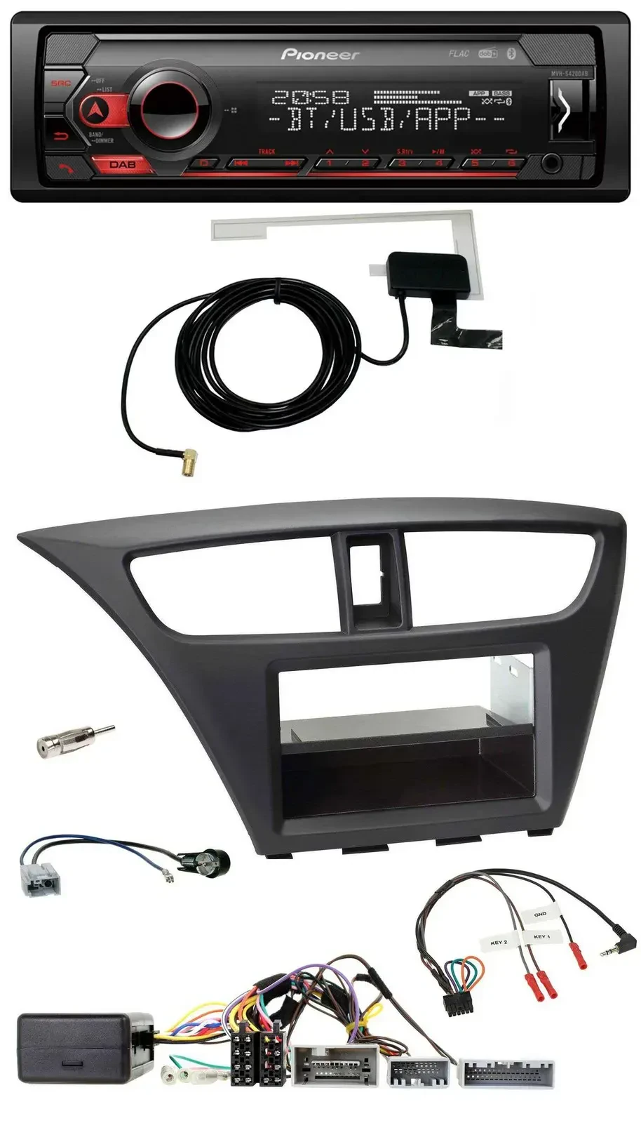 Автомагнитола Pioneer для Honda Civic (с 2012) DAB, USB, Bluetooth, поддержка кнопок на руле