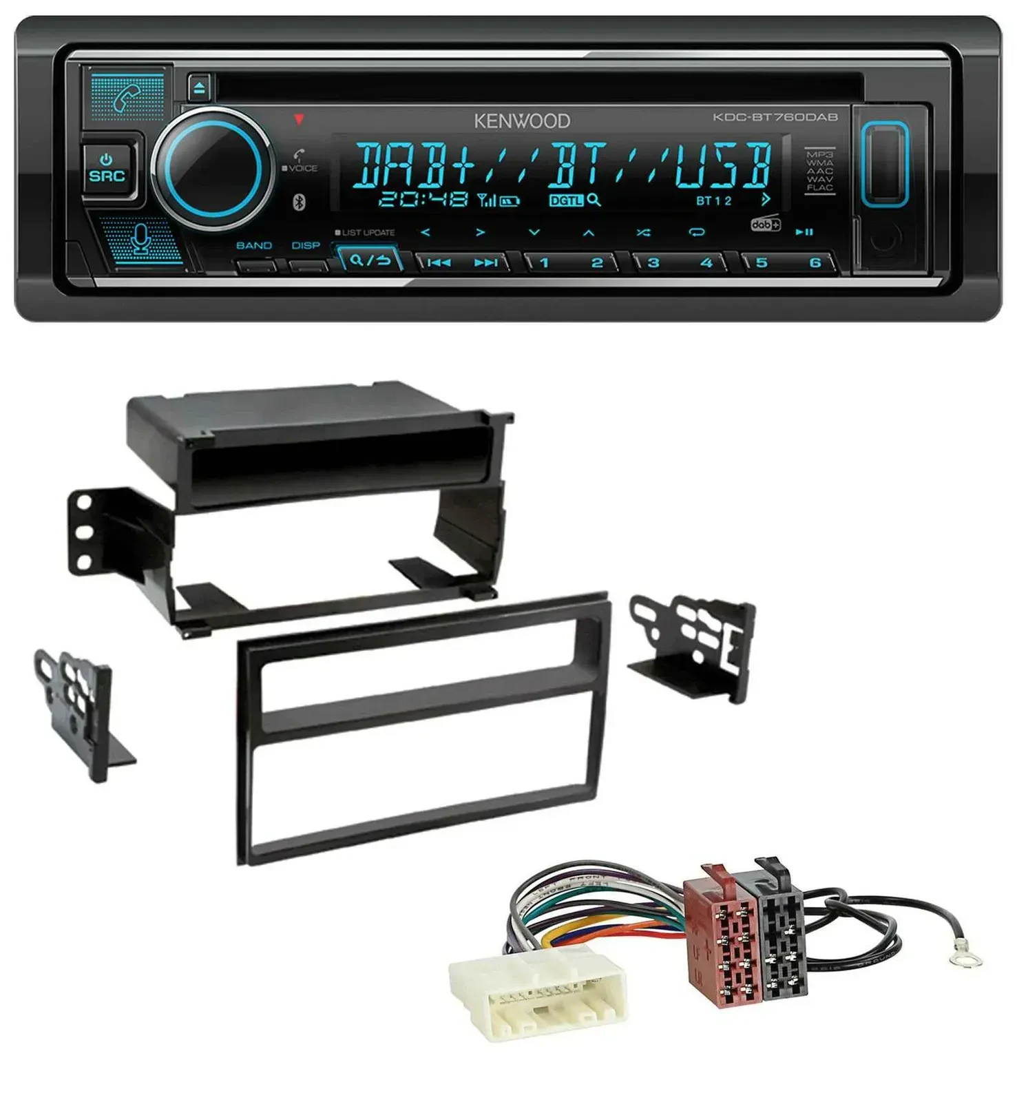 Автомагнитола Kenwood MP3, Bluetooth, DAB, USB, CD для Nissan Versa/Tiida (с 2007)