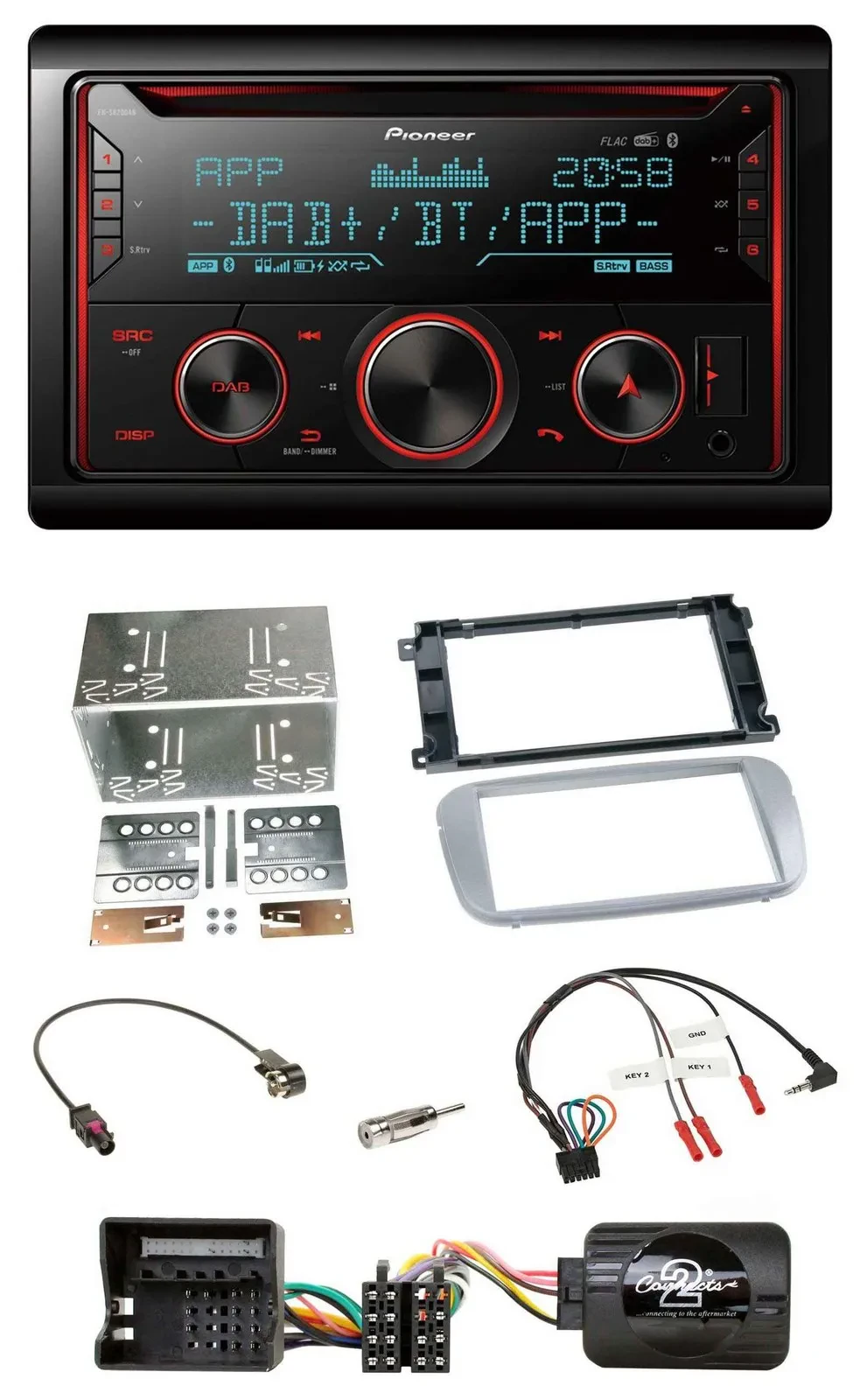 Автомагнитола Pioneer 2-DIN, DAB, Bluetooth, USB, CD, поддержка кнопок на руле, для Ford Galaxy/C‑Max/Focus