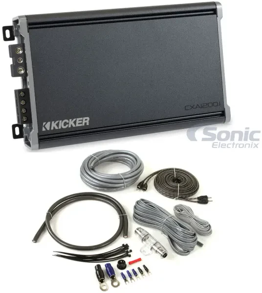 Kicker 43CXA12001 1200W Class D Monoblock Car Audio Amplifier + Amp Wire Kit