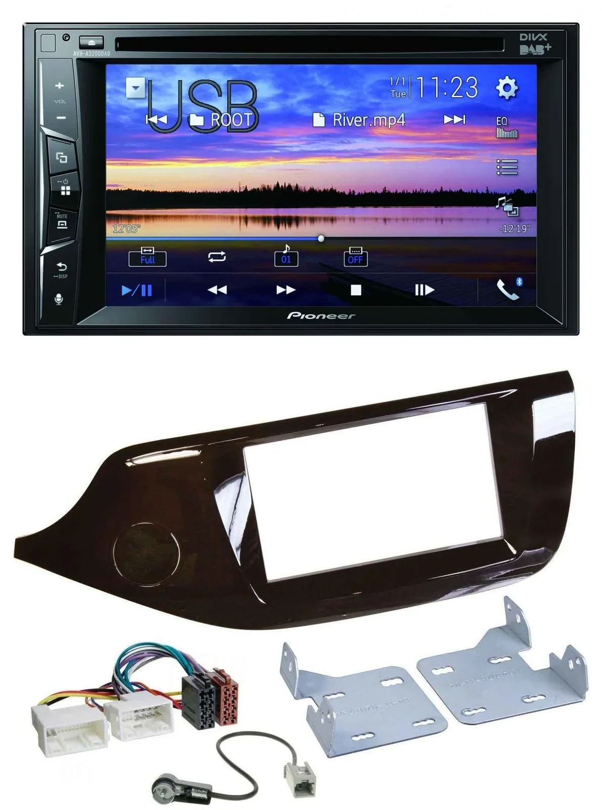 Автомагнитола Pioneer 2DIN Bluetooth USB DVD DAB MP3 для Kia Ceed (с 2012), глянцевый