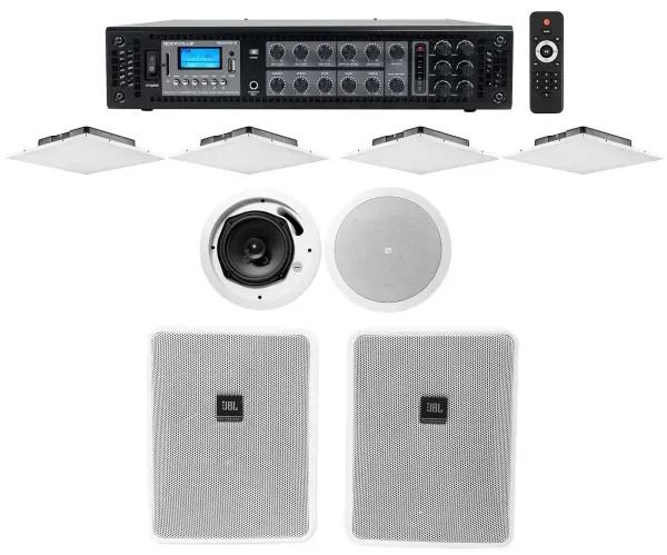 4) JBL drop Ceiling+4) 6.5" Ceiling/Wall Speakers+6-Zone Amp 4 Office/Restaurant