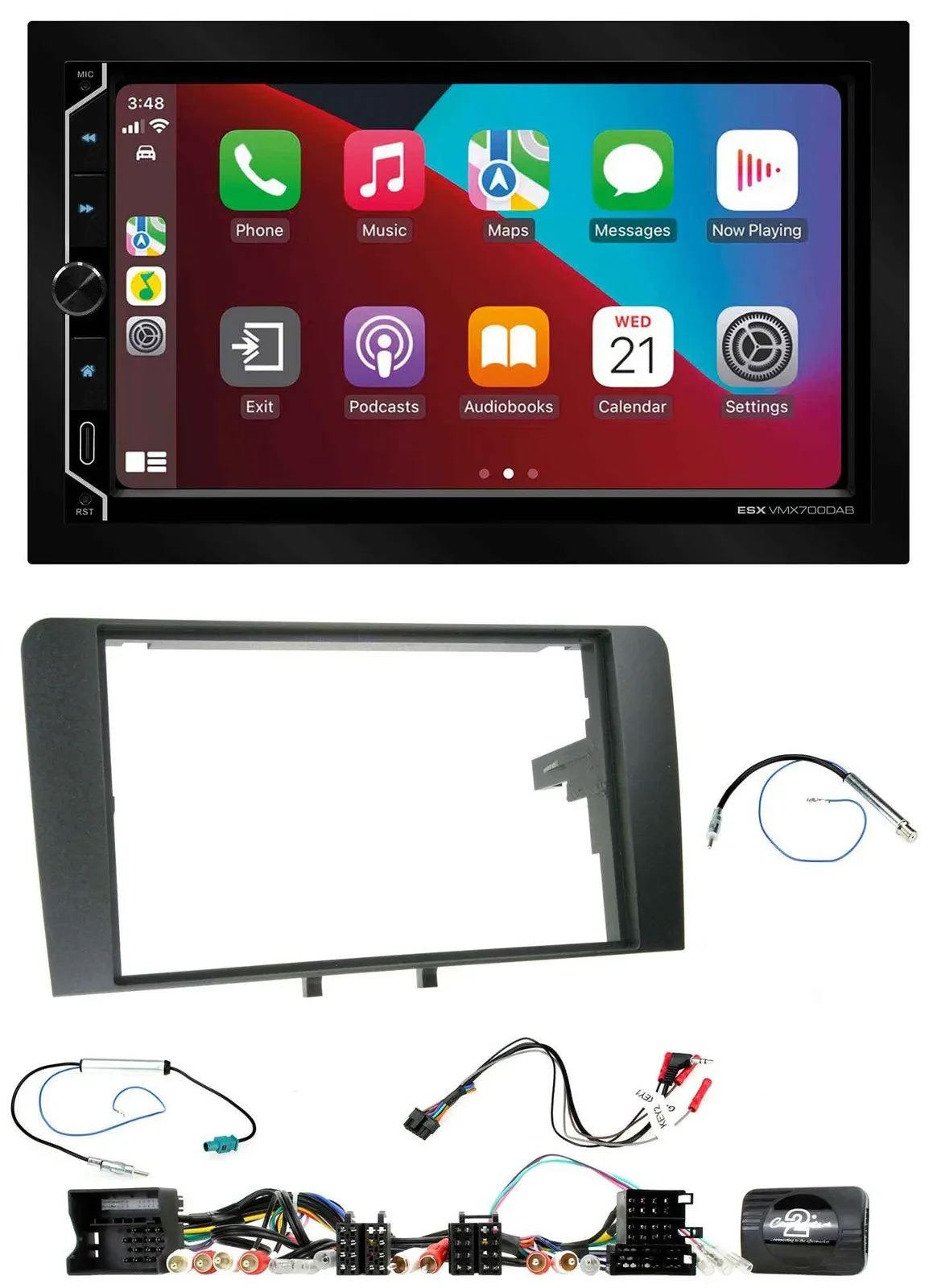 ESX 2DIN DAB USB Lenkrad Bluetooth Autoradio für Audi A3 8P 2003-2012 Aktivsyste