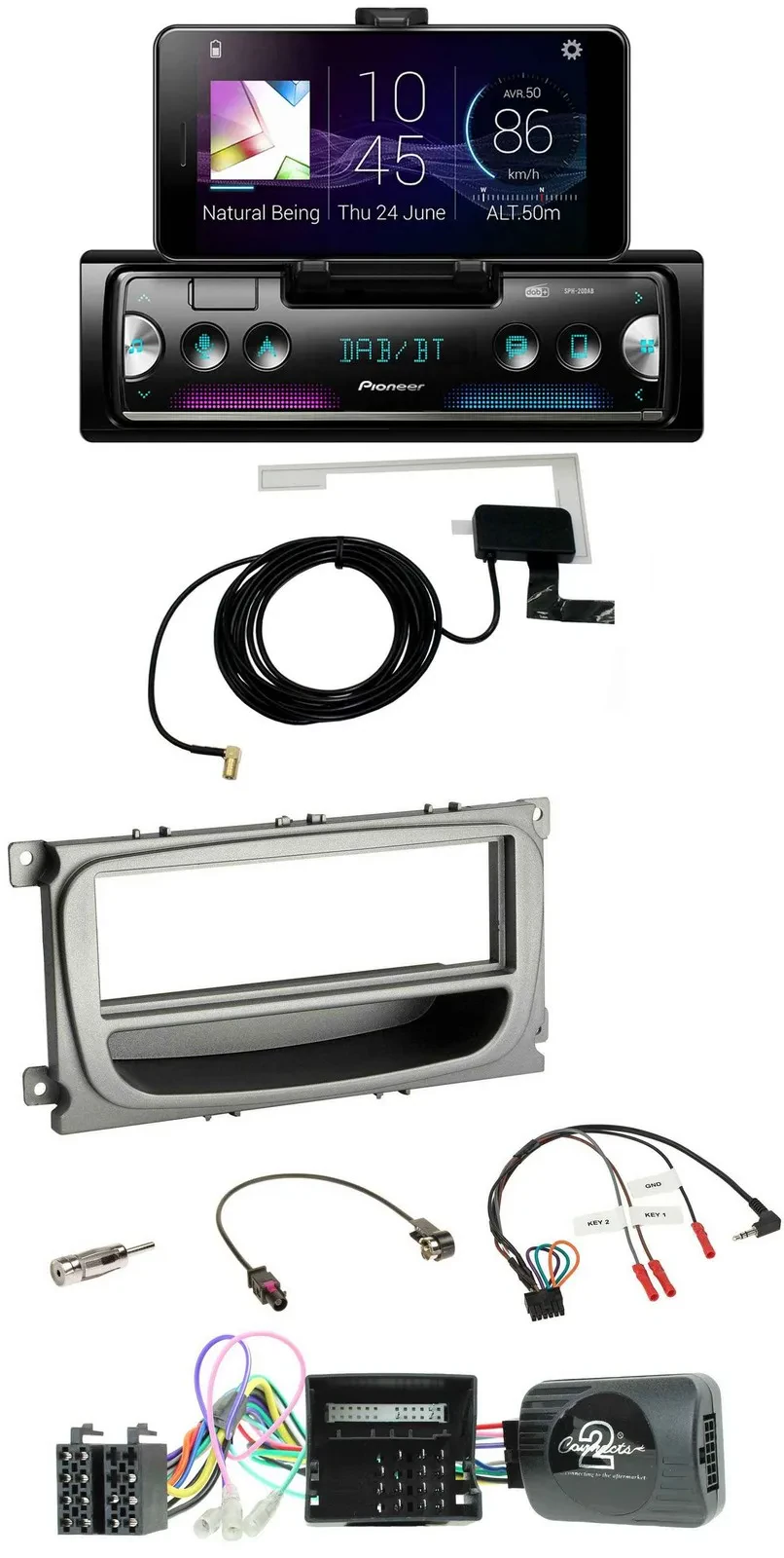 Автомагнитола Pioneer DAB, Bluetooth, USB, с управлением на руле для Ford Focus/Galaxy/C-Max