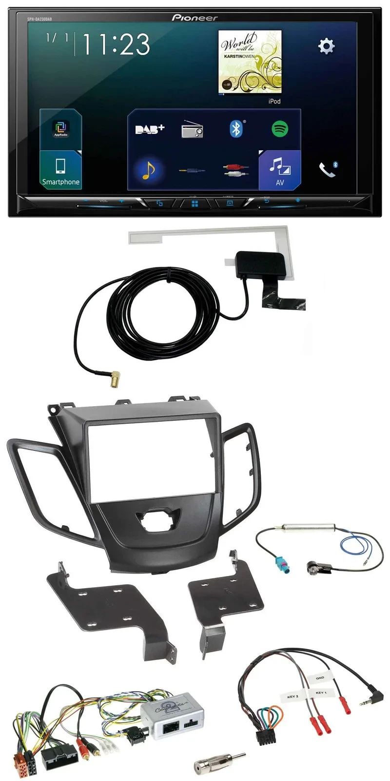 Pioneer 2DIN DAB USB Lenkrad Bluetooth Autoradio für Ford Fiesta 10-17 schwarz