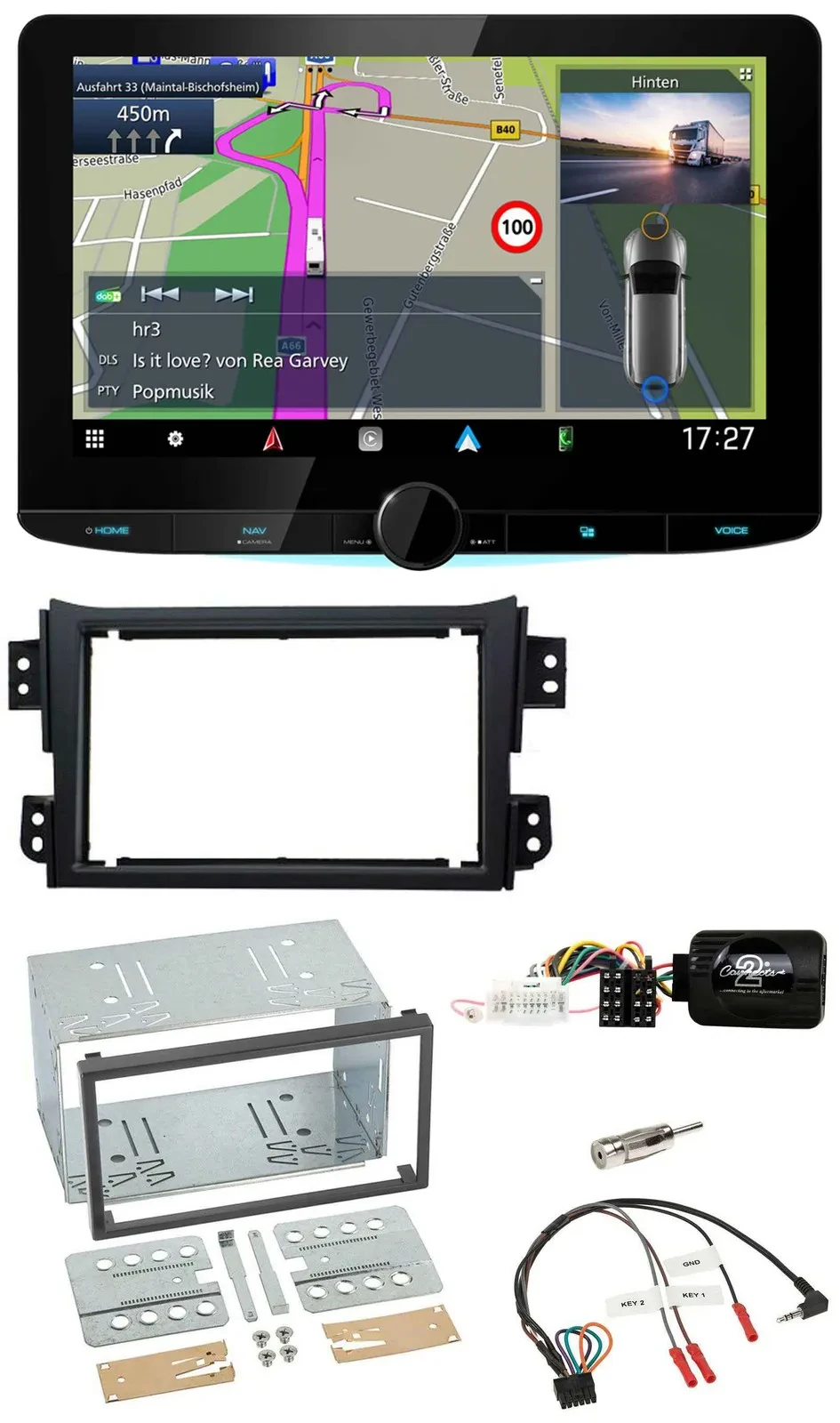 Kenwood Bluetooth DAB TMC 2DIN Lenkrad USB Navigation für Opel Agila B Suzuki Sp